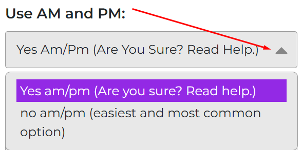 Use AM and PM setting