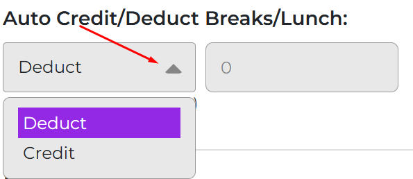 Auto Credit/Deduct Breaks/Lunch setting